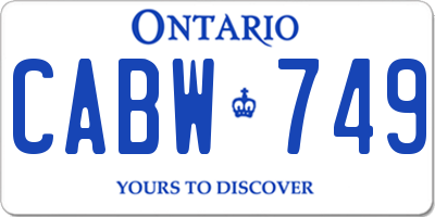 ON license plate CABW749