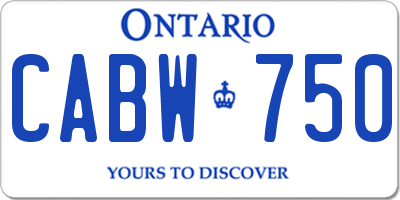 ON license plate CABW750