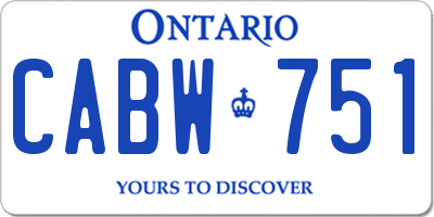 ON license plate CABW751