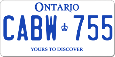 ON license plate CABW755