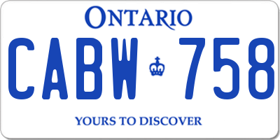 ON license plate CABW758