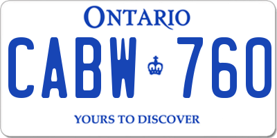 ON license plate CABW760