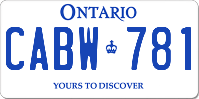 ON license plate CABW781