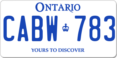 ON license plate CABW783