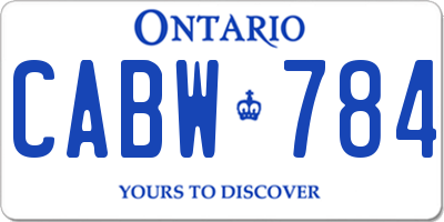 ON license plate CABW784