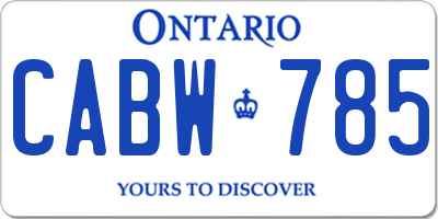 ON license plate CABW785