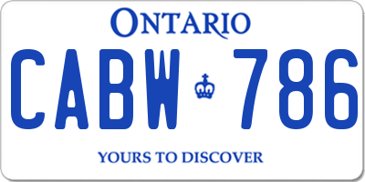 ON license plate CABW786