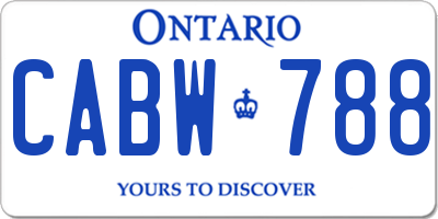 ON license plate CABW788