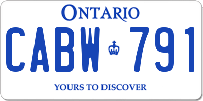 ON license plate CABW791