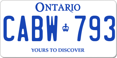 ON license plate CABW793