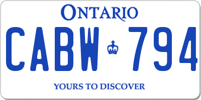 ON license plate CABW794