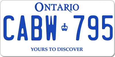 ON license plate CABW795