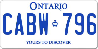 ON license plate CABW796