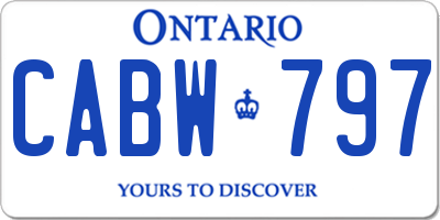 ON license plate CABW797