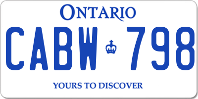 ON license plate CABW798