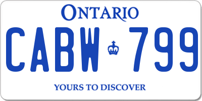 ON license plate CABW799