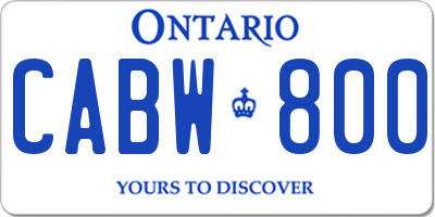 ON license plate CABW800