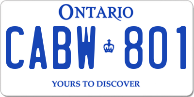 ON license plate CABW801