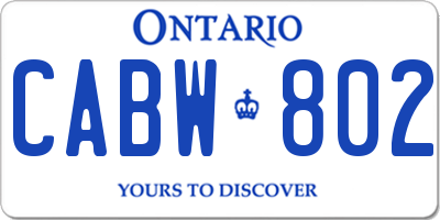 ON license plate CABW802