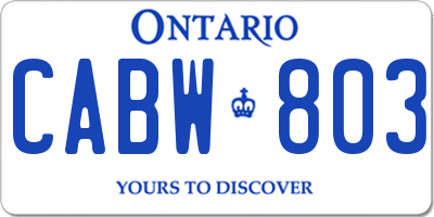 ON license plate CABW803