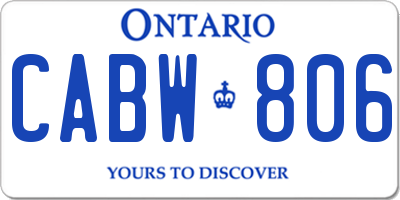 ON license plate CABW806