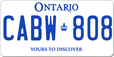 ON license plate CABW808