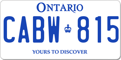 ON license plate CABW815