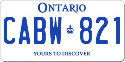 ON license plate CABW821