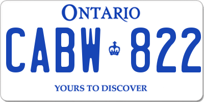 ON license plate CABW822