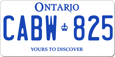 ON license plate CABW825