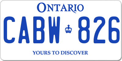 ON license plate CABW826