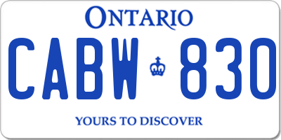 ON license plate CABW830