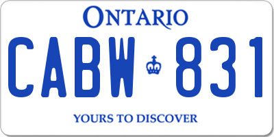 ON license plate CABW831