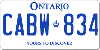 ON license plate CABW834