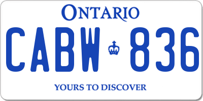 ON license plate CABW836