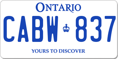 ON license plate CABW837