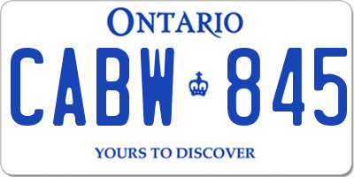 ON license plate CABW845