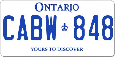 ON license plate CABW848