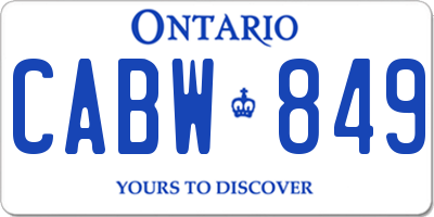 ON license plate CABW849