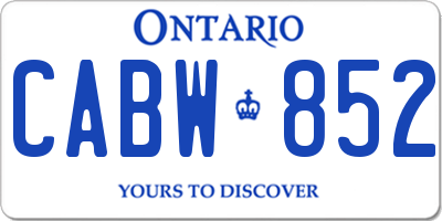 ON license plate CABW852