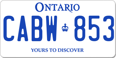 ON license plate CABW853