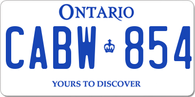 ON license plate CABW854