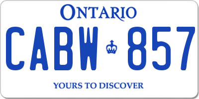 ON license plate CABW857