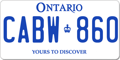 ON license plate CABW860