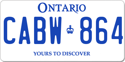 ON license plate CABW864