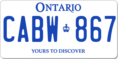 ON license plate CABW867