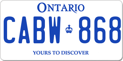 ON license plate CABW868