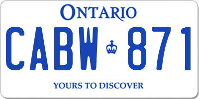 ON license plate CABW871