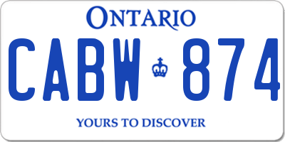 ON license plate CABW874