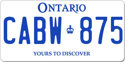 ON license plate CABW875